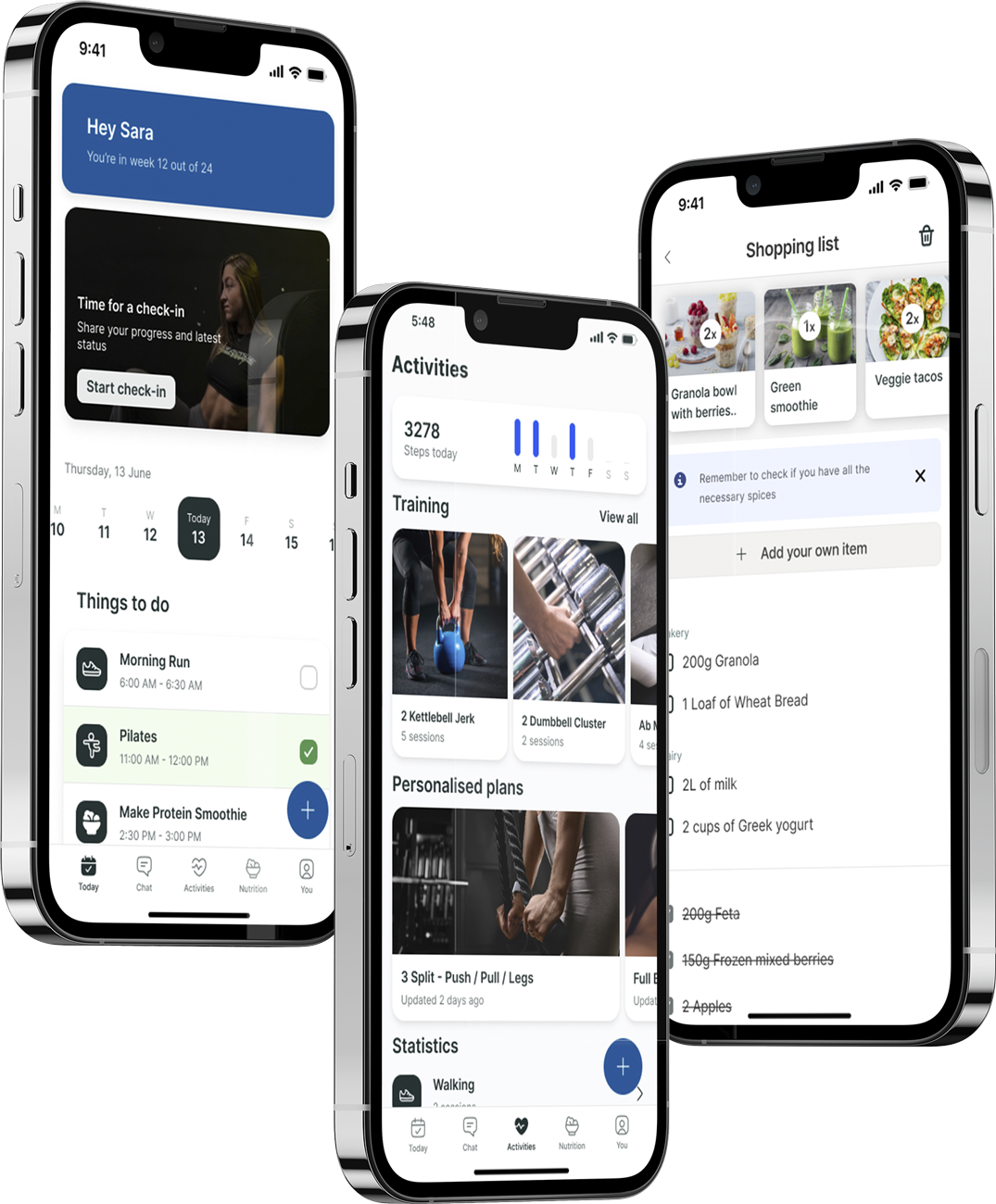 A mockup of the coaching app showcasing the features.